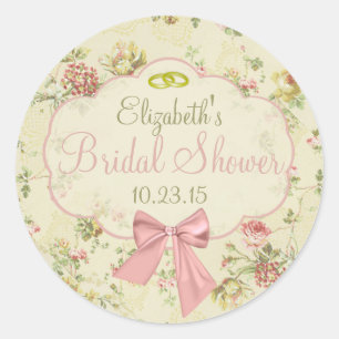 Sticker Rond Fête des mariées vintage de la poche de pêche