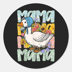 Sticker Rond Fête des mères Boho Floral Mama Goose Mom Silly Go