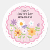 Sticker Rond Fête des mères florales roses (Devant)