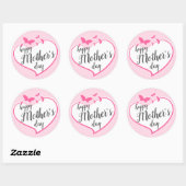 Sticker Rond Fête des mères papillon floral rose (Feuille)