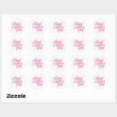 Sticker Rond Fête des Mères rose et blanc (Feuille)