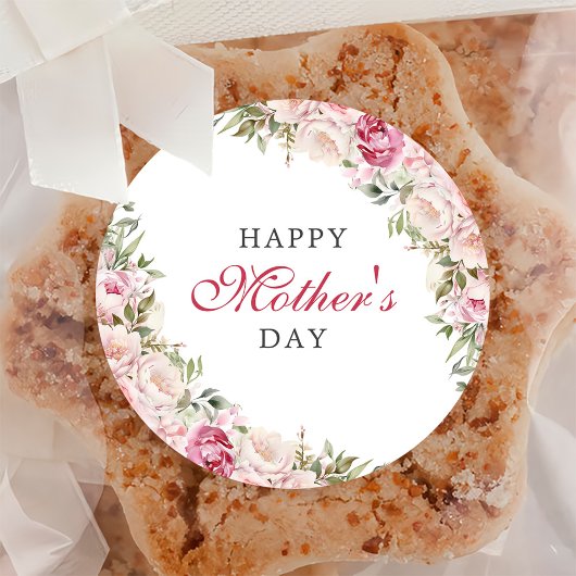 Sticker Rond Fête des mères rose florale Brunch Party