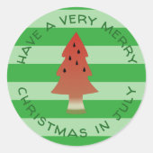Sticker Rond Fête des pastèques Noël en juillet Bande verte (Devant)