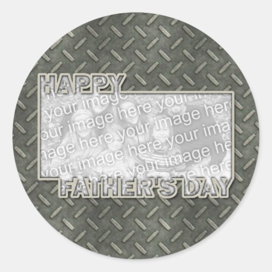 Sticker Rond Fête des pères coupée AJOUTER VOTRE grille PHOTO M (Devant)