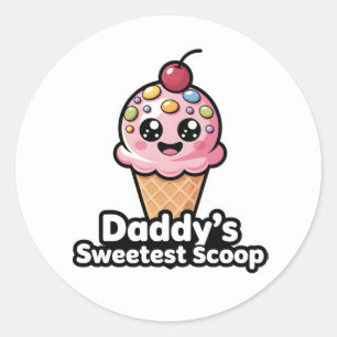 Sticker Rond Fête des pères Crème glacée Scoop Toddler fille pa