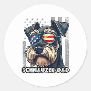Sticker Rond Fête des pères de chien de père de mini-Schnauzer
