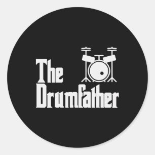 Sticker Rond Fête des pères drôle Le Drum-père Drummer Musicien