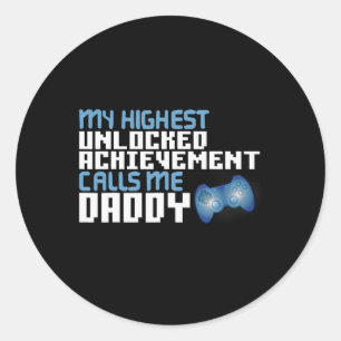 Sticker Rond Fête des pères Drôle Pour Gamer Papa Vidéo Jeu Lov
