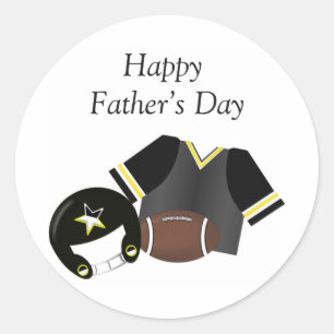 Sticker Rond Fête des pères heureuse (le football - noir)