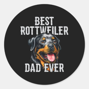 Sticker Rond Fête des pères. Meilleur Rottweiler Papa Jamais Ch