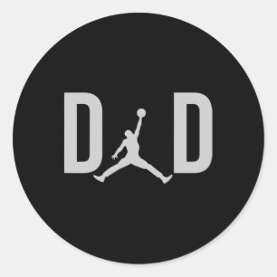 Sticker Rond Fête des pères papa de basket-ball