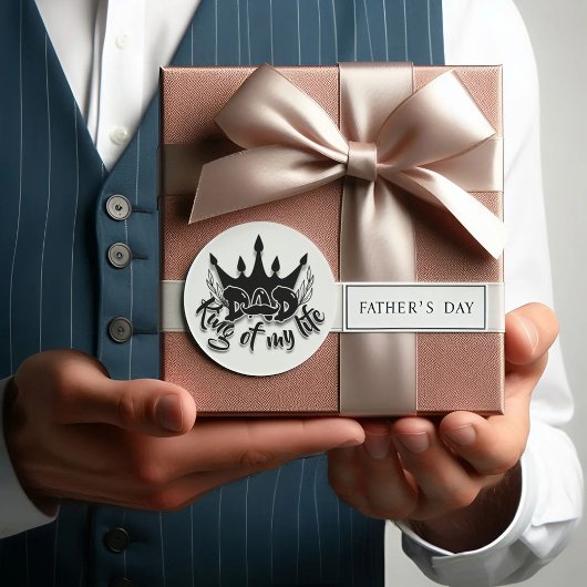 Sticker rond Fête des pères papa King de ma vie