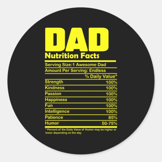 Sticker Rond Fête des pères Papa Nutrition Fiches (Devant)