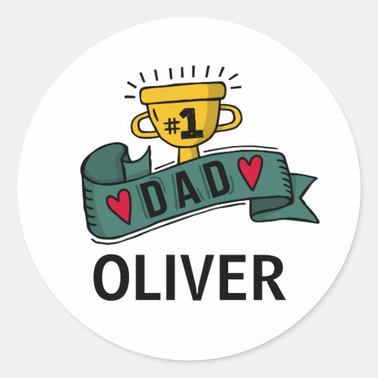 Sticker Rond Fête des pères personnalisée des noms personnalisé (Devant)