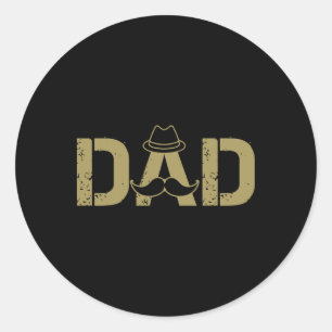 Sticker Rond Fête des pères Pour Nouveau Papa Vintage Papa Drôl