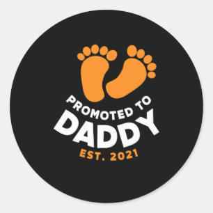 Sticker Rond Fête des pères   Promu À Papa 2021