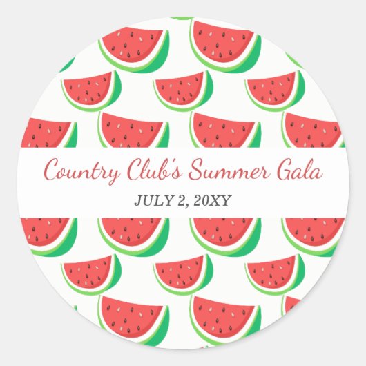Sticker Rond Fête d'été Motif de pastèque personnalisée (Devant)