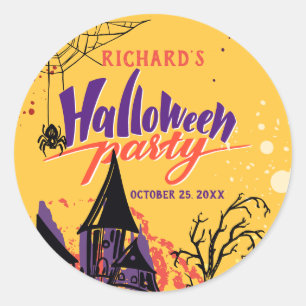 Sticker Rond Fête d'Halloween Abstraite et colorée