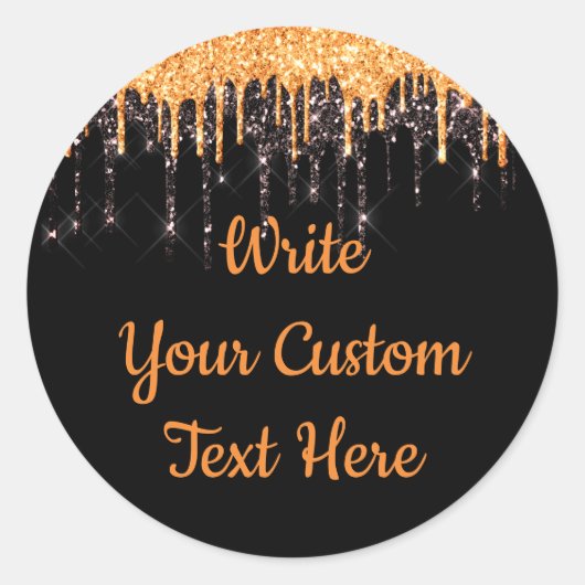 Sticker Rond Fête d'Halloween Anniversaire Favoriser Orange Bla (Devant)