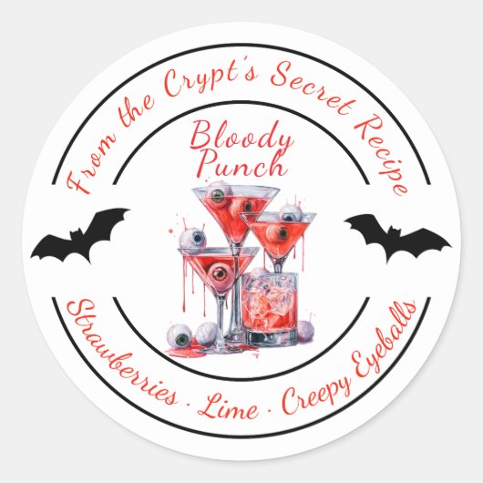 Sticker Rond Fête d'Halloween | Cocktail de Sang Hanté | Étrang (Devant)