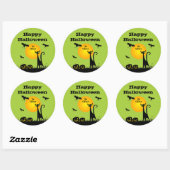 Sticker Rond Fête d'Halloween de chat noir (Feuille)