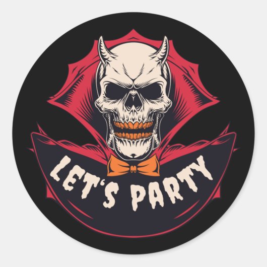 Sticker Rond Fête d'Halloween de squelette effrayant (Devant)