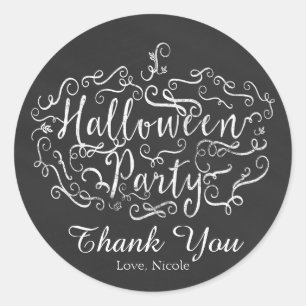 Sticker Rond Fête d'Halloween élégante citrouille tableau noir