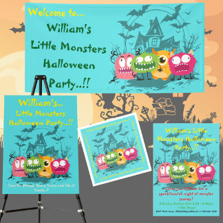 Sticker Rond Fête d'Halloween Enfants Petits Monstres