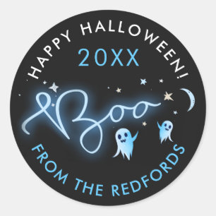 Sticker Rond Fête d'Halloween Fantômes Hantée de Nuit