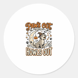 Sticker Rond Fête d'Halloween Hurlement de Chien