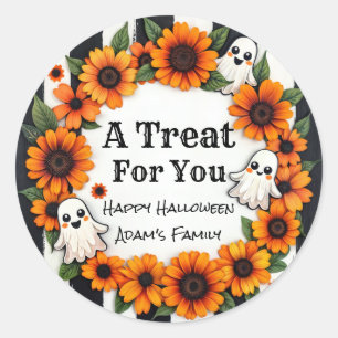 Sticker Rond Fête d'Halloween personnalisée - 'Un régal pour vo