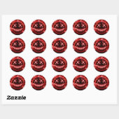 Sticker Rond Fête d'Halloween Rouge souriant Cinders Visage (Feuille)
