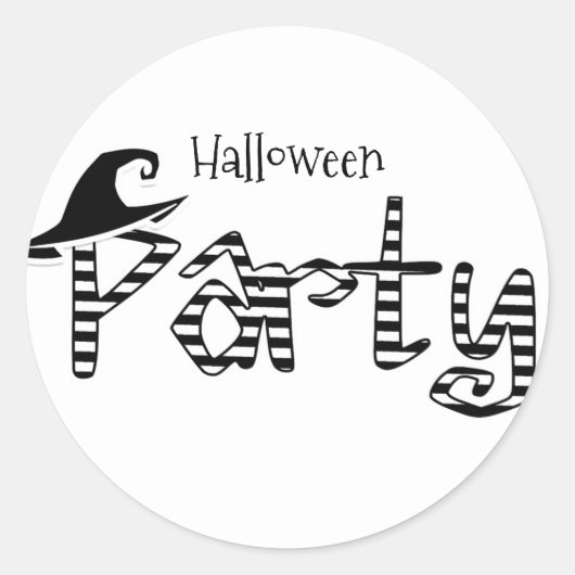 Sticker Rond Fête d'Halloween sorcière noire et blanche (Devant)