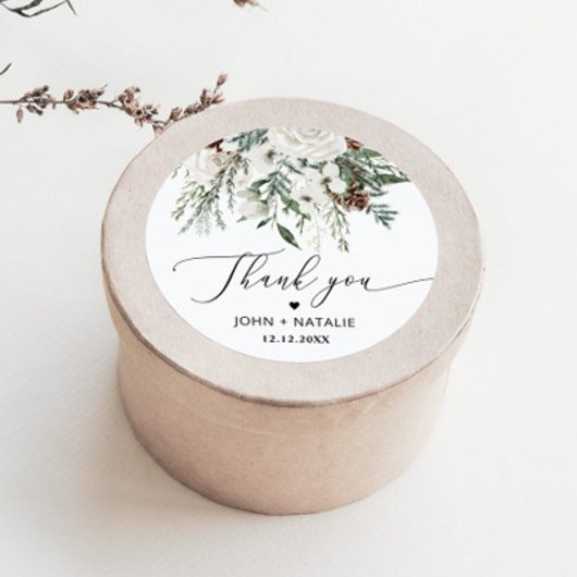 Sticker Rond Fête d'hiver feuillage mariage à feuillage persist