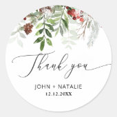 Sticker Rond Fête d'hiver Noël evergeen mariage (Devant)