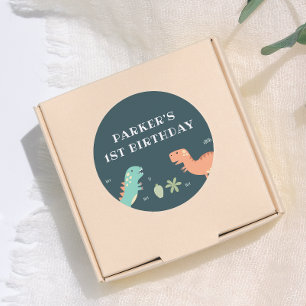 Sticker Rond Fête Dino Dinosaures Mignons Anniversaire Garçon