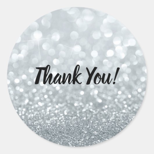 Sticker Rond Fête Douce 16 Sparkly Paillettes Blanches (Devant)