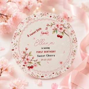 Sticker Rond Fête du 1er anniversaire de la petite fille Fleur 