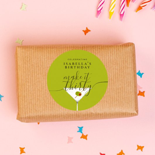 Sticker Rond Fête du 30e anniversaire du Martini vert Make It T
