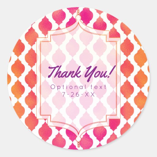 Sticker Rond Fête du glam marocain rose et orange Favoriser (Devant)