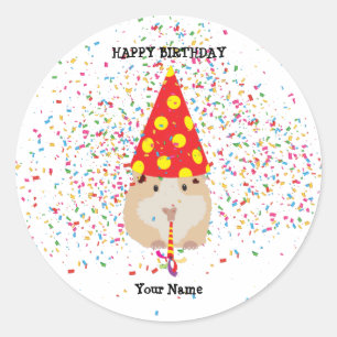 Sticker Rond Fête du hamster - Animaux à l'anniversaire Nom de