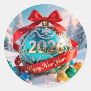 Sticker Rond Fête du Nouvel An 2026