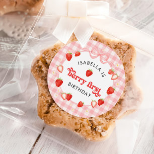 Sticker Rond Fête du premier anniversaire de la fille aux frais