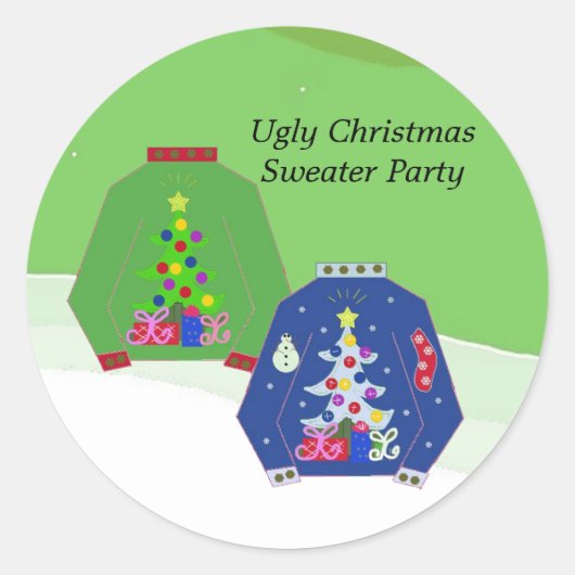 Sticker Rond Fête du Pull de Noël Moche (Devant)
