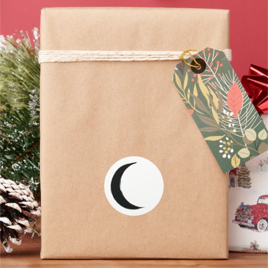 Sticker Rond Fête du Zodiaque Astrologie du Croissant Noir Lune (vacances)