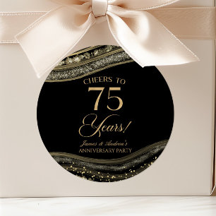 Sticker Rond Fête élégante d'anniversaire de 75 ans en agate no