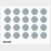 Sticker Rond Fête Empreinte de léopard Light Blue & Gold Glam (Feuille)