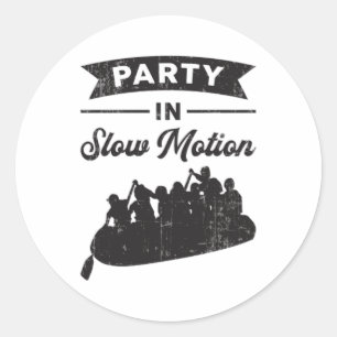 Sticker Rond Fête En Mouvement Lent Canot Bateau Bateau Bateau 