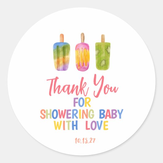 Sticker Rond Fête estivale Popsicle baby shower Ice Cream (Devant)