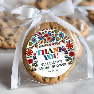 Sticker Rond Fête florale colorée broderie fleur de remerciemen